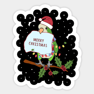 merry christmas! green quaker parrot doodle Sticker